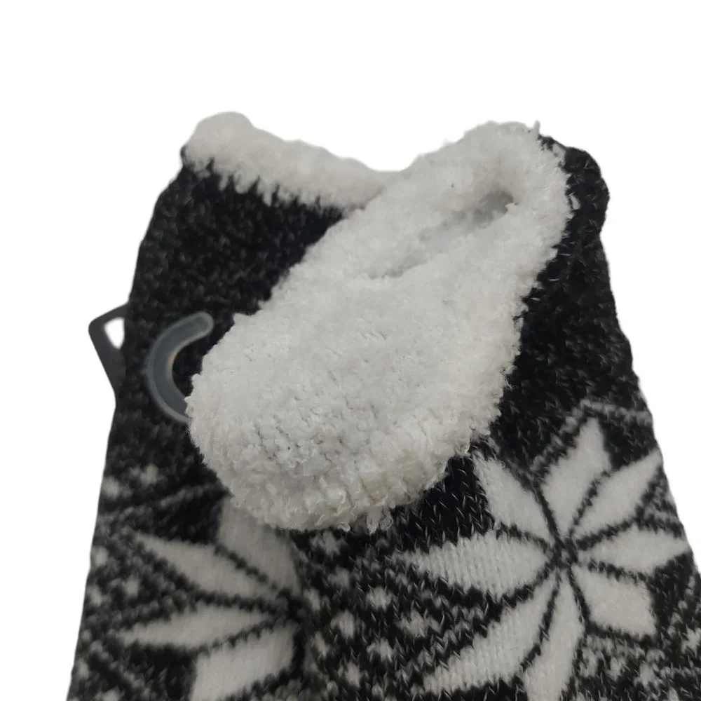 Cuddl Duds Lounge Crew Socks Womens 4-10 Black Cozy Warm Lined Non Slip